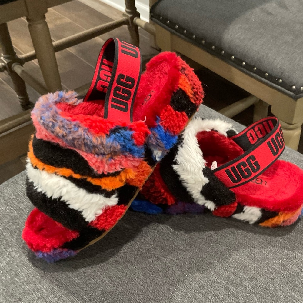 Ugg Woman’s Sz7 Fluff Yeah Slide Cali Collage Slippers